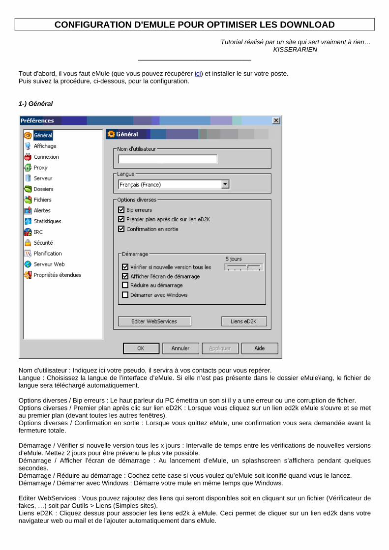 PDF) configuration D'emule Pour Optimiser  Leskisserarien.free.fr/tuto/Configuration Emule.pdf · Connexion automatique  au serveur sans proxy : Lorsque vous utilisez la connexion auto -  DOKUMEN.TIPS