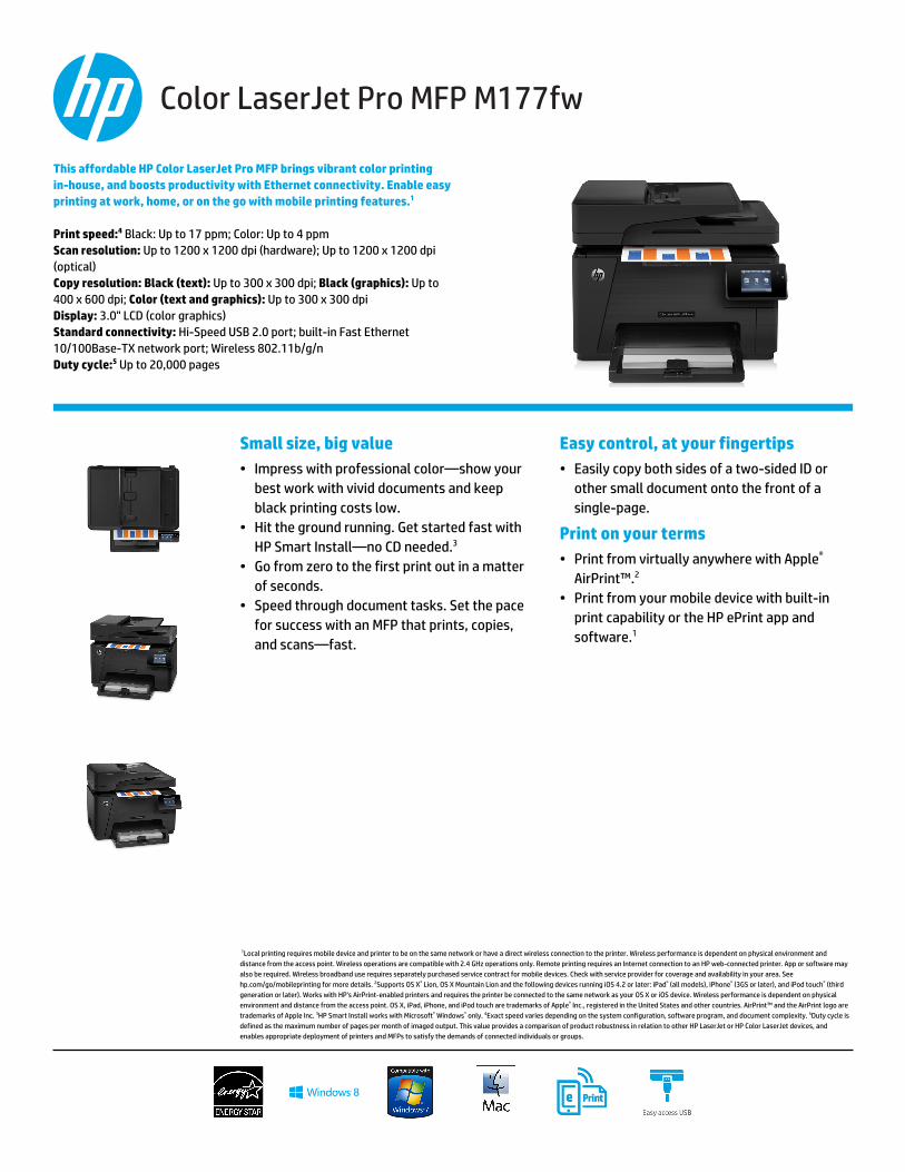 Color LaserJet Pro MFP M177fw - CNET Content Solutions · Color LaserJet Pro MFP M177fw This affordable HP LaserJet Pro MFP brings vibrant color printing ... 3.0" LCD (color - DOKUMEN.TIPS
