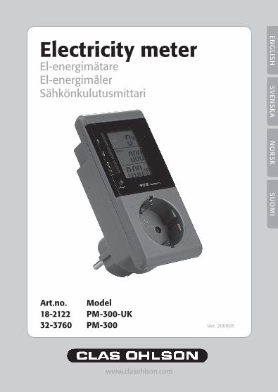 PDF) Electricity meter - Clas Ohlson · The electricity meter can calculate  the total cost of running a device by entering the price per kWh. ... In  this mode the symbol for
