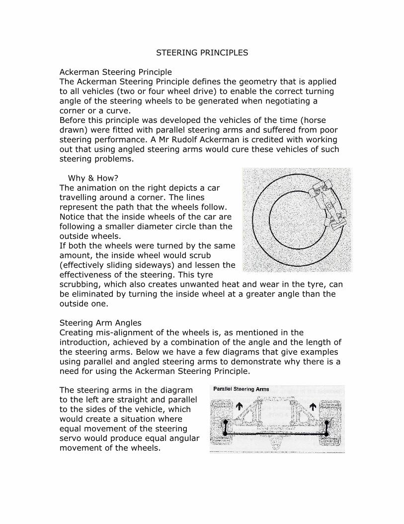 PDF) STEERING PRINCIPLES Ackerman Steering Principle The Ackerman Steering  … · 2018-10-18 · True Ackerman steering geometry is shown in the image to  the right. This is defined by 