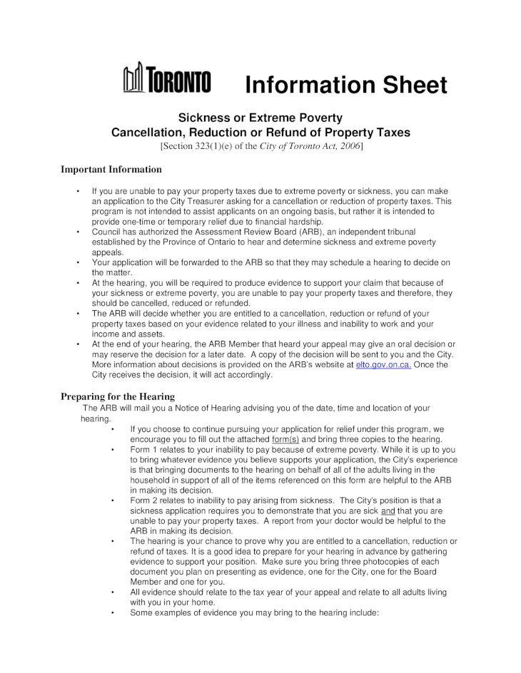 City Of Toronto Property Tax Rebate Application