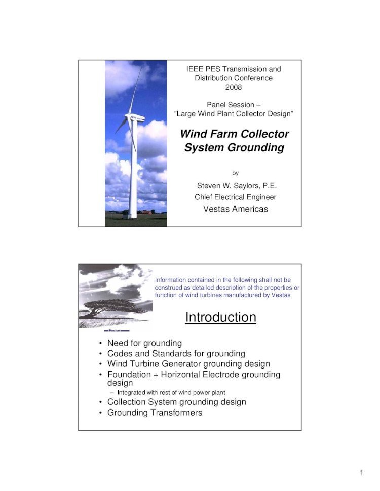 (PDF) Wind Farm Collector System Grounding.ppt [ReadOnly]...1 IEEE PES