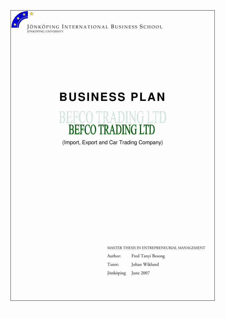 master thesis business plan