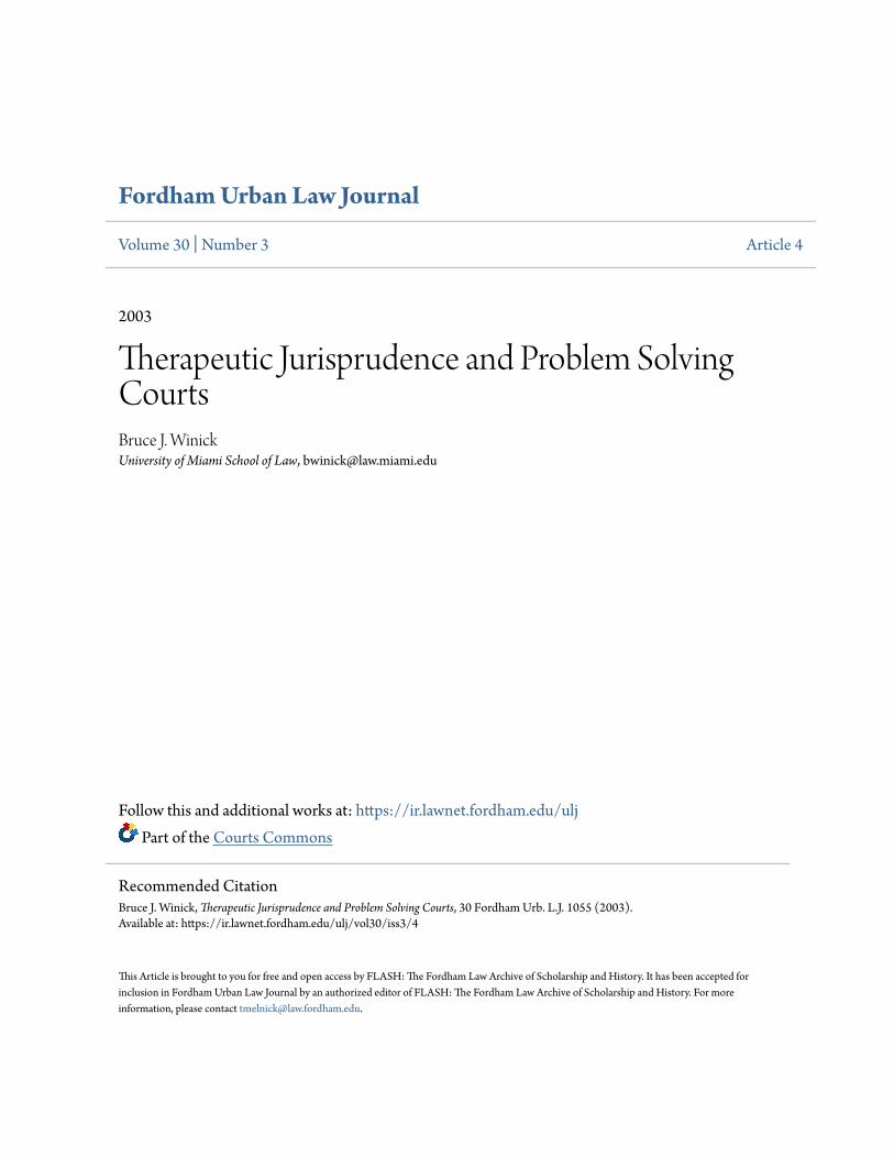 therapeutic jurisprudence and problem solving courts