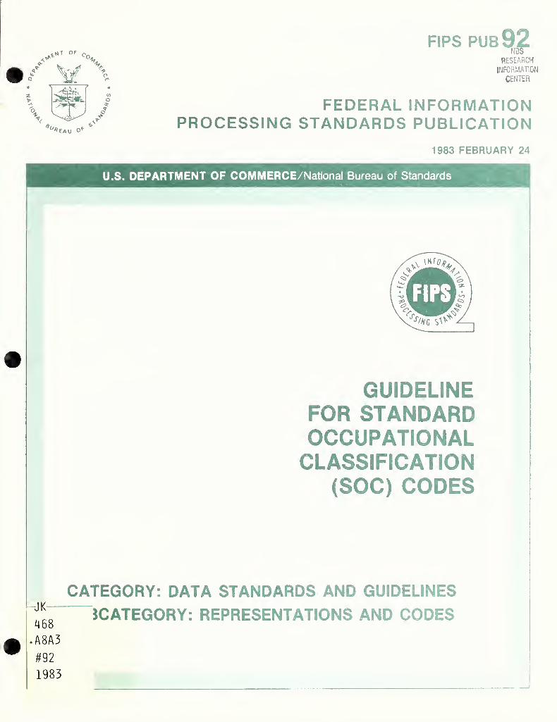(PDF) GUIDELINE FOR STANDARD OCCUPATIONAL CLASSIFICATION (SOC) CODES