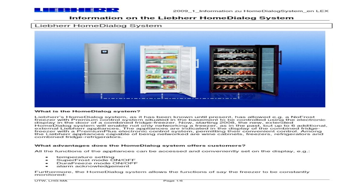 Information Zu HomeDialogSystem en Liebherr
