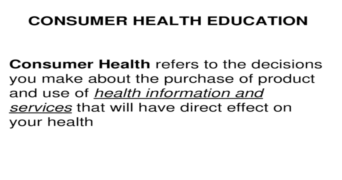 essay about consumer health