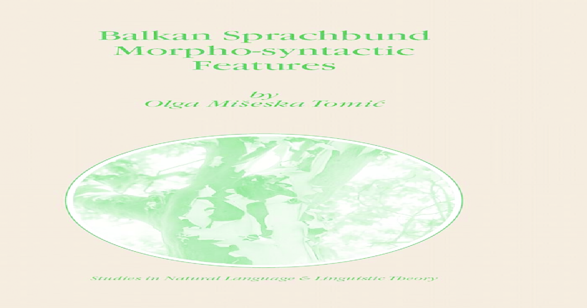 Balkan Sprachbund Morpho Syntactic Features