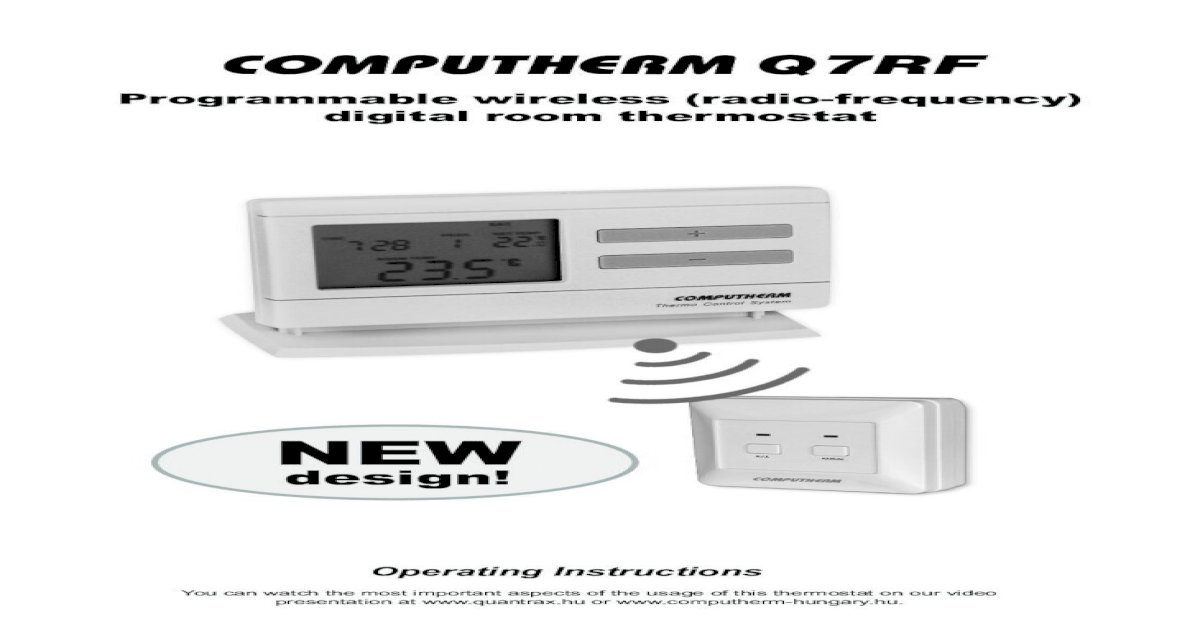 COMPUTHERM Q7RF - CalorSol Manual control indicator Current temperature of  the room Set temperature