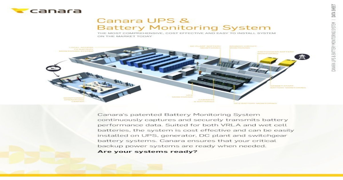 Canara UPS Battery Monitoring System ups batter monitoring system | data  sheet canara ups battery monitoring system the most comprehensive, cost  effective and easy to install system