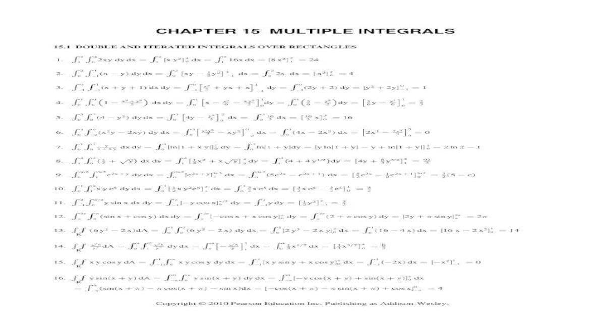 Thomas Calculus 12th Ed Solution Ch15