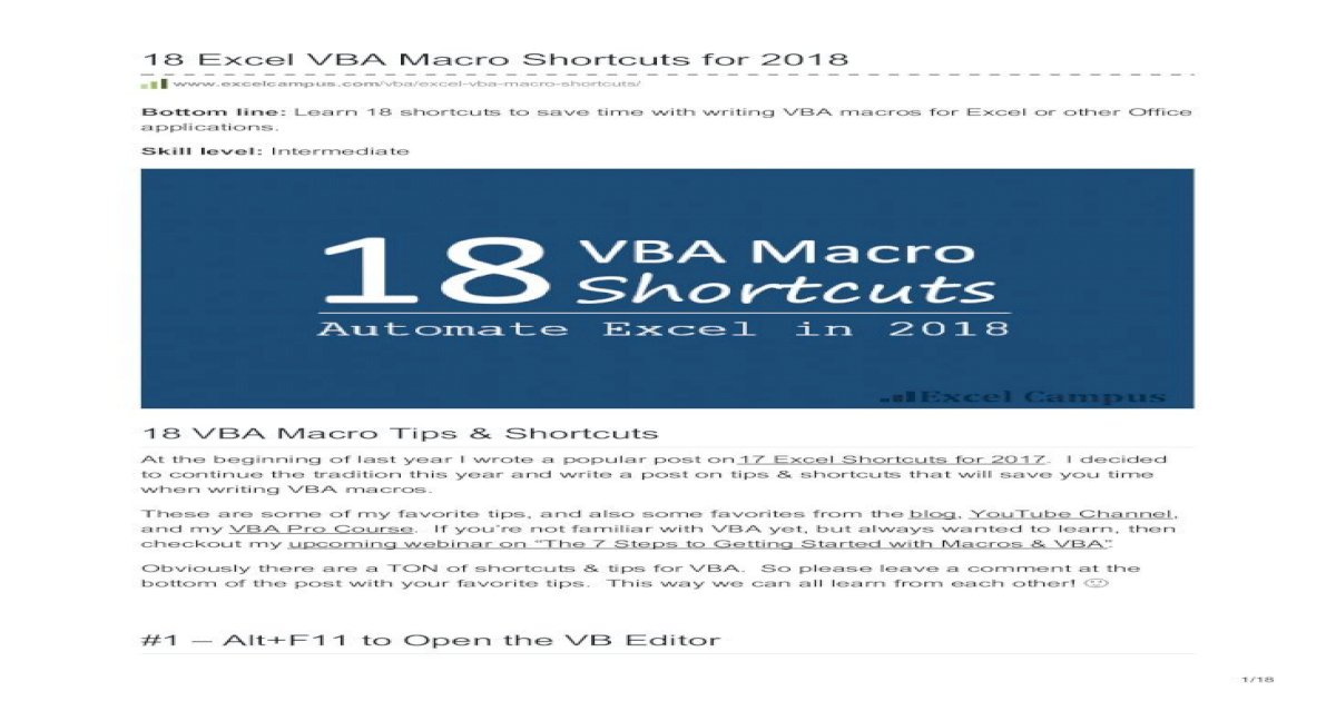 how to load excel vba on excel 2018